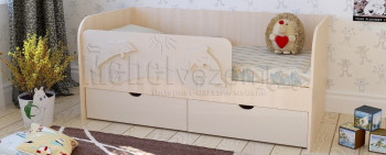 Друзья Кровать детская 2 ящика 1.6 Ваниль глянец в Шипуново - shipunovo.mebel54.com | фото
