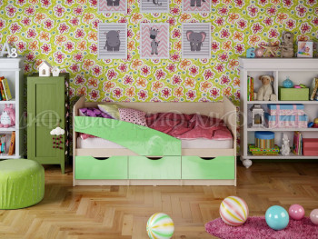 Кровать Бабочки 1,6м (Салатовый металлик) в Шипуново - shipunovo.mebel54.com | фото