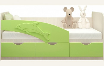 Кровать детская 1,6м Дельфин (Салатовый металлик) в Шипуново - shipunovo.mebel54.com | фото