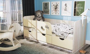 Кровать детская Минима Лего 1,86м с ящиками (дуб атланта/крем) в Шипуново - shipunovo.mebel54.com | фото