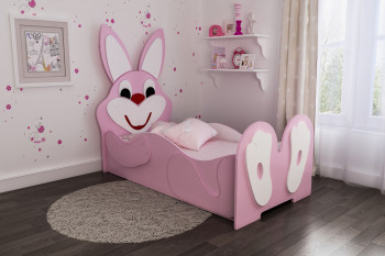 Кровать детская Зайка 1.6 Розовый/Белый в Шипуново - shipunovo.mebel54.com | фото