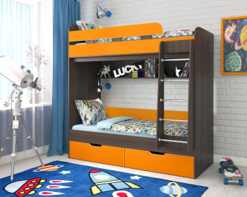 Кровать двухъярусная Юниор-5  Бодего/Оранжевый в Шипуново - shipunovo.mebel54.com | фото