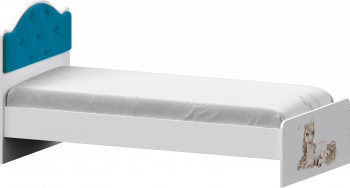 Кровать Каспер с мягкой спинкой и фотопечатью (800х1900)  Белый/Бирюза в Шипуново - shipunovo.mebel54.com | фото
