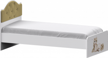 Кровать Каспер с мягкой спинкой и фотопечатью (800х1900)  Белый/Ваниль в Шипуново - shipunovo.mebel54.com | фото