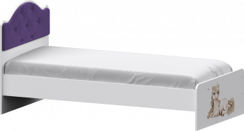 Кровать Каспер с мягкой спинкой и фотопечатью (900х1900)Белый/Фиолетовый в Шипуново - shipunovo.mebel54.com | фото