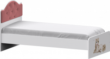 Кровать Каспер с мягкой спинкой и фотопечатью (900х1900)Белый/Светло-розовый в Шипуново - shipunovo.mebel54.com | фото