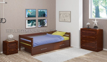 Кровать одинарная ГЛОРИЯ из массива сосны  900*2000 (Орех) в Шипуново - shipunovo.mebel54.com | фото