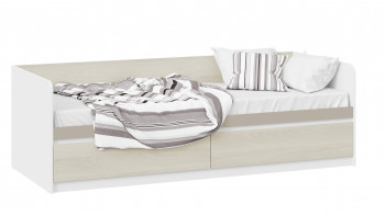 Кровать «Сканди» с 2 ящиками Дуб Гарден/Белый/Глиняный серый в Шипуново - shipunovo.mebel54.com | фото