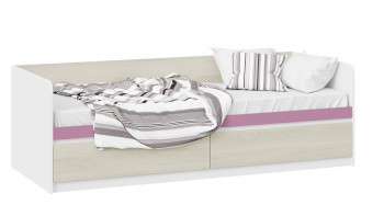Кровать «Сканди» с 2 ящиками Дуб Гарден/Белый/Лиловый в Шипуново - shipunovo.mebel54.com | фото