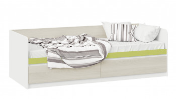 Кровать «Сканди» с 2 ящиками Дуб Гарден/Белый/Зеленый в Шипуново - shipunovo.mebel54.com | фото