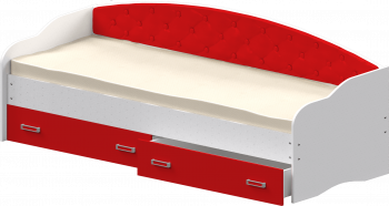 Кровать Софа-7 с мягкой спинкой (800х1900) Белый/Красный в Шипуново - shipunovo.mebel54.com | фото