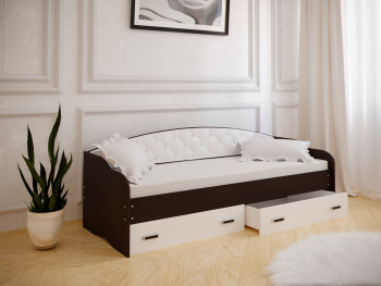 Кровать Софа-7 с мягкой спинкой (800х2000) Венге/ Белый в Шипуново - shipunovo.mebel54.com | фото