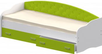 Кровать Софа-8 с мягкой спинкой (900х1900) Белый/Лайм в Шипуново - shipunovo.mebel54.com | фото