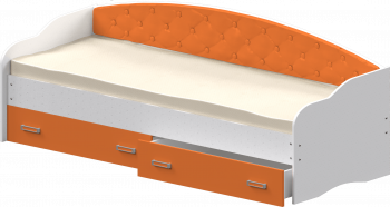 Кровать Софа-8 с мягкой спинкой (900х2000) Белый/Оранжевый в Шипуново - shipunovo.mebel54.com | фото