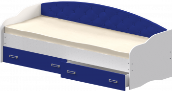 Кровать Софа-8 с мягкой спинкой (900х2000) Белый/Синий в Шипуново - shipunovo.mebel54.com | фото
