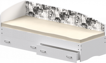 Кровать Софа-9 с мягкой спинкой с рисунком Милана (900х2000) Белый в Шипуново - shipunovo.mebel54.com | фото