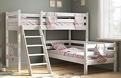 Кровать Соня вариант 8 угловая с наклонной лестницей Белый полупрозрачный в Шипуново - shipunovo.mebel54.com | фото