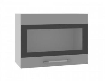 Норд ШВГС 600 Шкаф верхний горизонтальный со стеклом (Софт черный/корпус Белый) в Шипуново - shipunovo.mebel54.com | фото