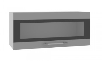 Норд ШВГС 800 Шкаф верхний горизонтальный со стеклом (Софт черный/корпус Белый) в Шипуново - shipunovo.mebel54.com | фото