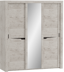 Шкаф трехдверный Соренто с раздвижными дверями Дуб бонифаций/Кофе структурный матовый в Шипуново - shipunovo.mebel54.com | фото