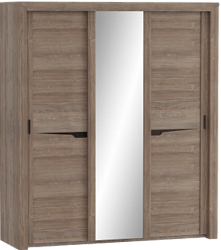 Шкаф трехдверный Соренто с раздвижными дверями Дуб стирлинг/Кофе структурный матовый в Шипуново - shipunovo.mebel54.com | фото